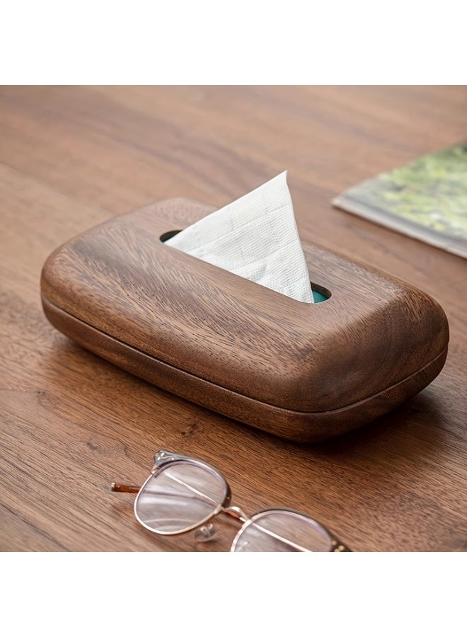 Fasola South American Walnut Wood Tissue Box, 1 Pack Wooden Tissue Holder Measuring 22x13x6cm, Solid Wood Napkin Dispenser with Magnetic Lid, Handcrafted Wood Box for Majlis Living Room and Office Decor, Luxury Home Gift (Natural Walnut Brown) - Image 4